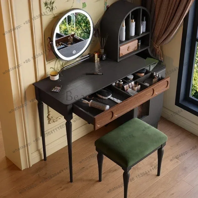 Beauty Makeup Vanity Set - Meja Rias Hitam LJY Organizer dengan