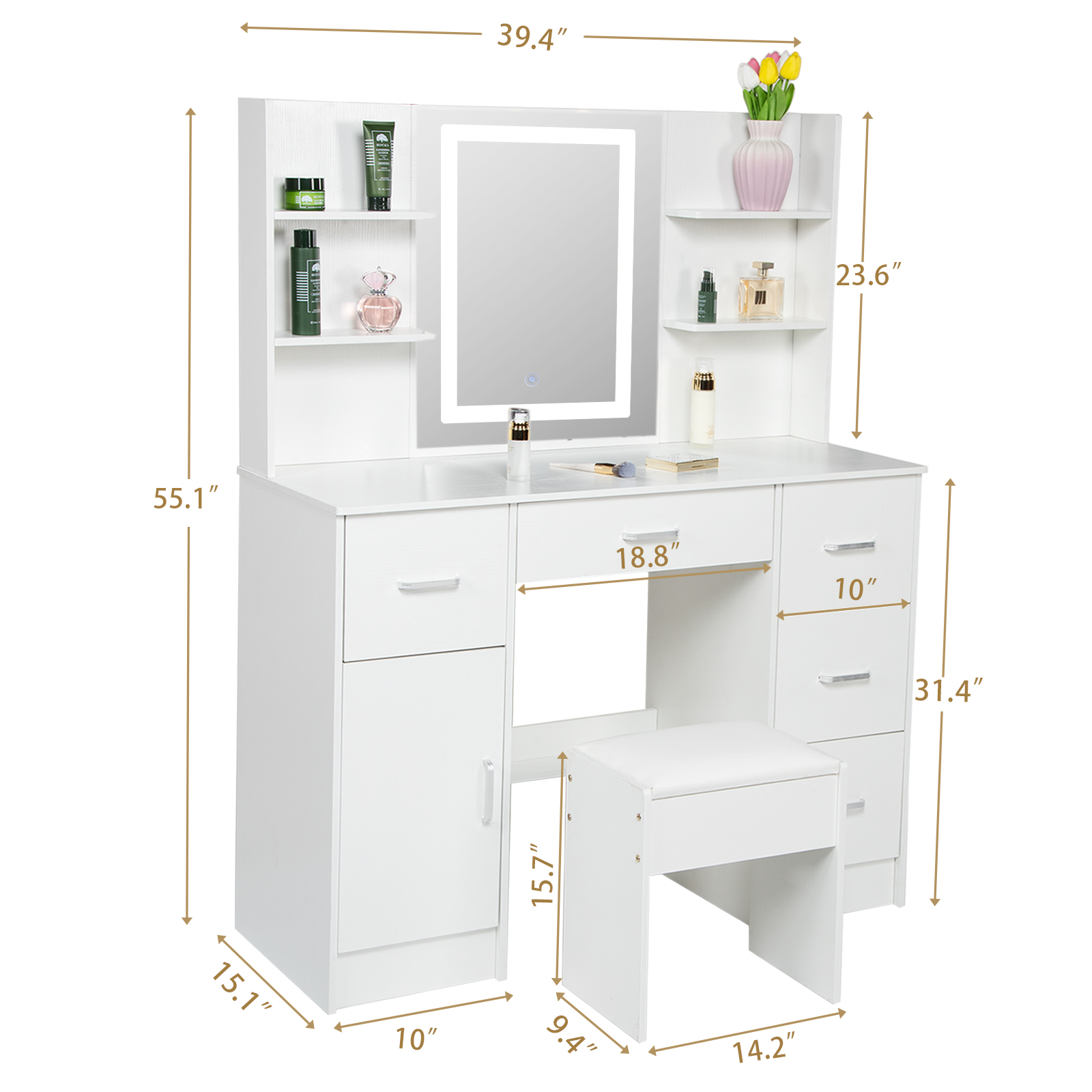 Set Meja Rias dengan Lampu LED - Beauty Makeup Vanity Set ulasan dan harga
